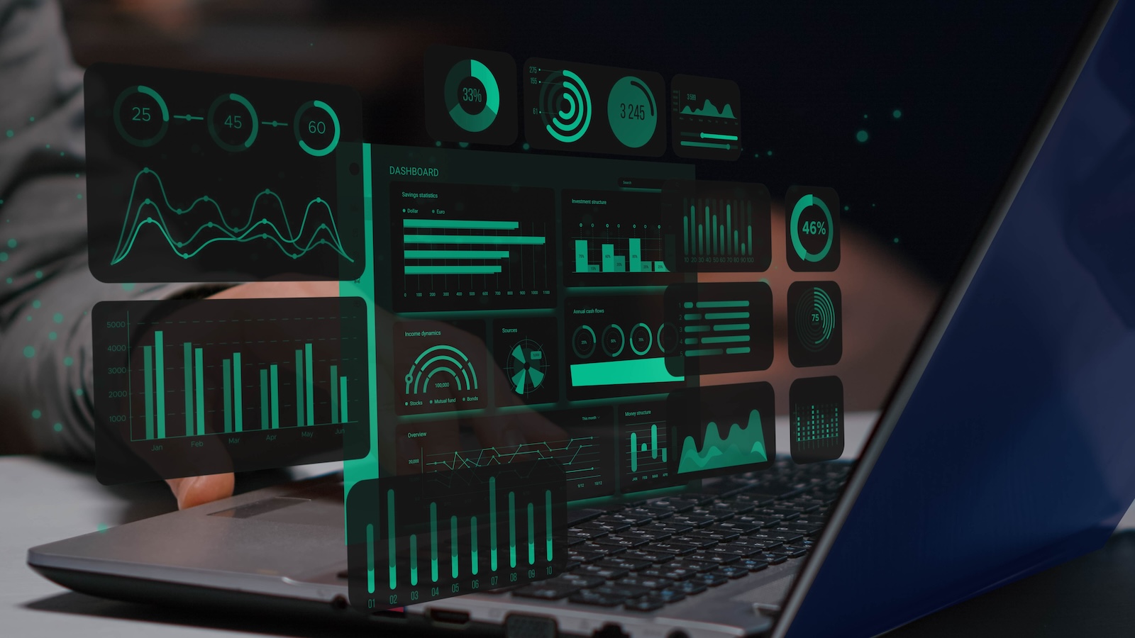How-To-Track-Software-Usage-For-License-Optimization Licensing professional reviewing analytics dashboards displaying financial performance data and royalty tracking metrics across multiple panels.